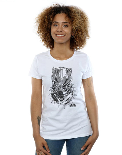 White - Back - Marvel Womens-Ladies Black Panther Spray Headshot Cotton T-Shirt