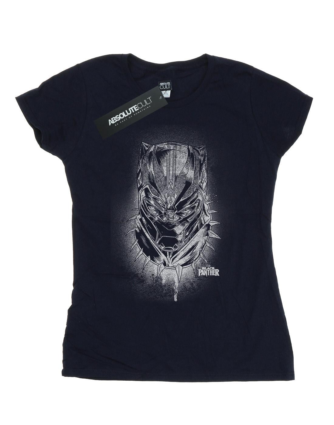 Navy Blue - Front - Marvel Womens-Ladies Black Panther Spray Headshot Cotton T-Shirt