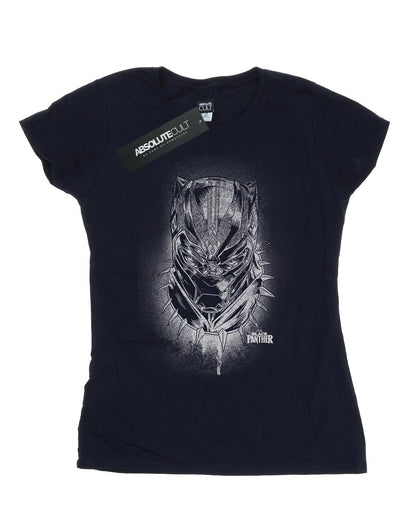Navy Blue - Front - Marvel Womens-Ladies Black Panther Spray Headshot Cotton T-Shirt