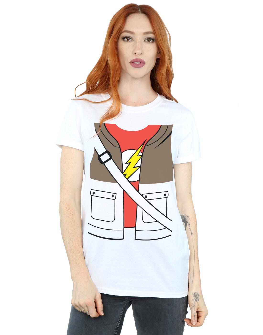 White - Back - Big Bang Theory Womens-Ladies Sheldon Cooper Costume Cotton Boyfriend T-Shirt