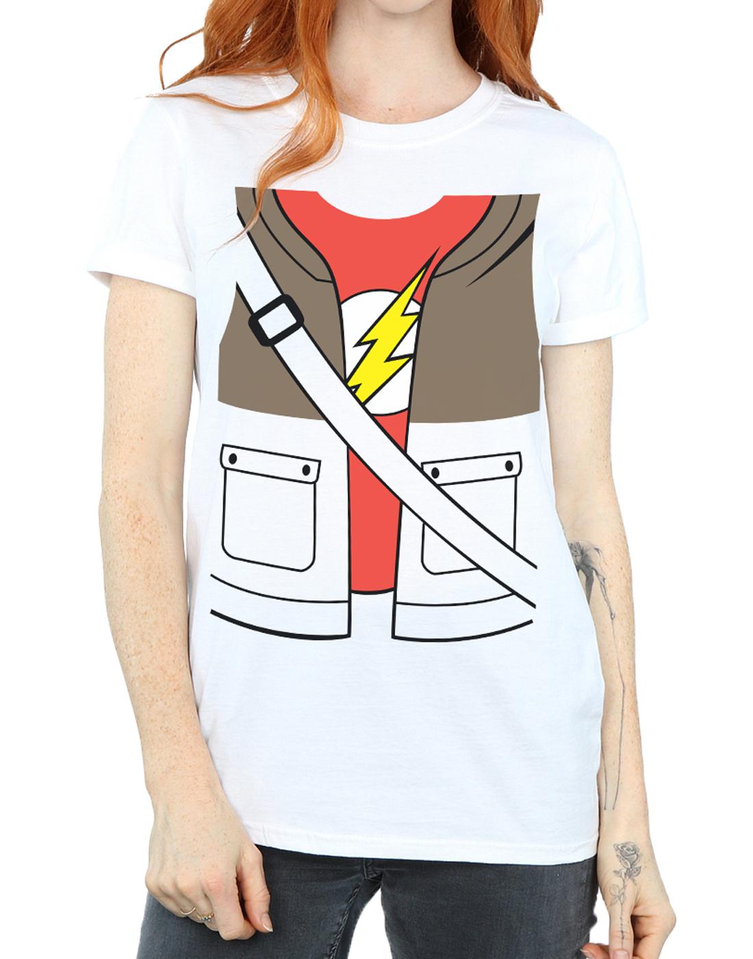 White - Side - Big Bang Theory Womens-Ladies Sheldon Cooper Costume Cotton Boyfriend T-Shirt