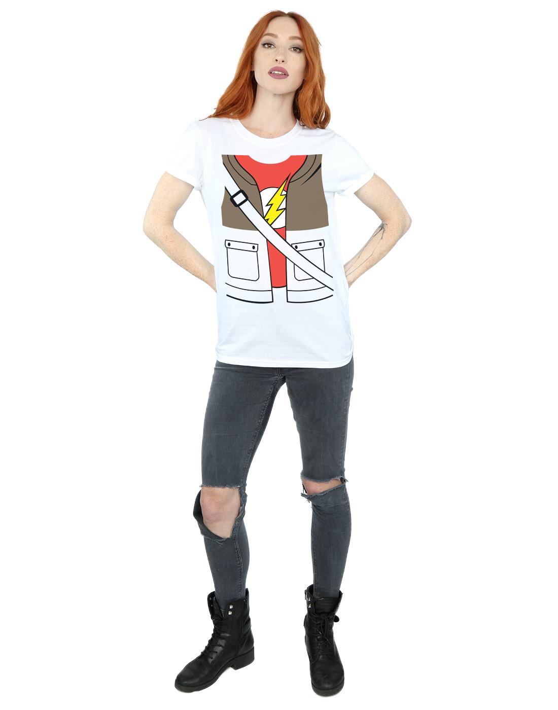 White - Lifestyle - Big Bang Theory Womens-Ladies Sheldon Cooper Costume Cotton Boyfriend T-Shirt