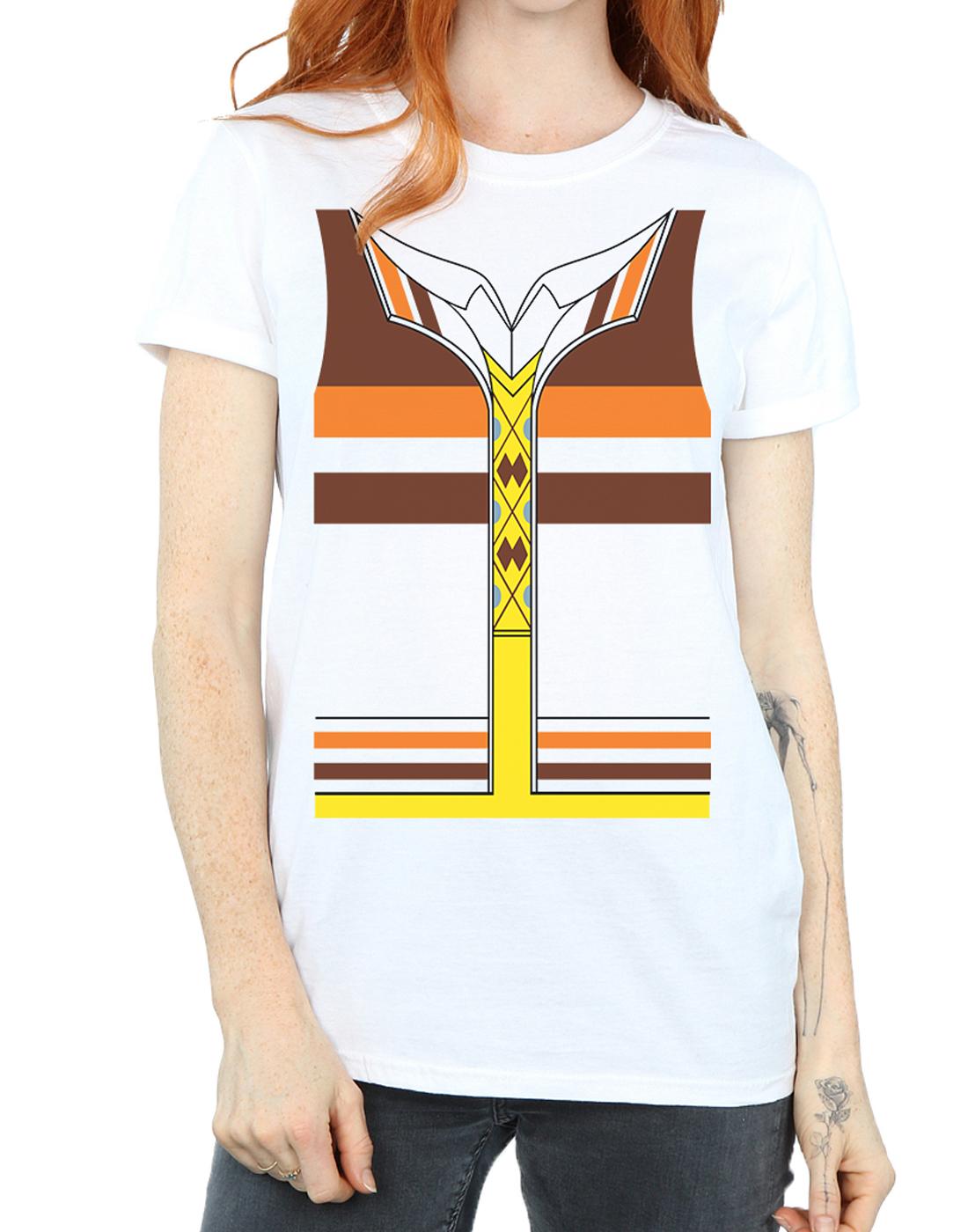 White - Side - Big Bang Theory Womens-Ladies Raj Koothrappali Costume Cotton Boyfriend T-Shirt