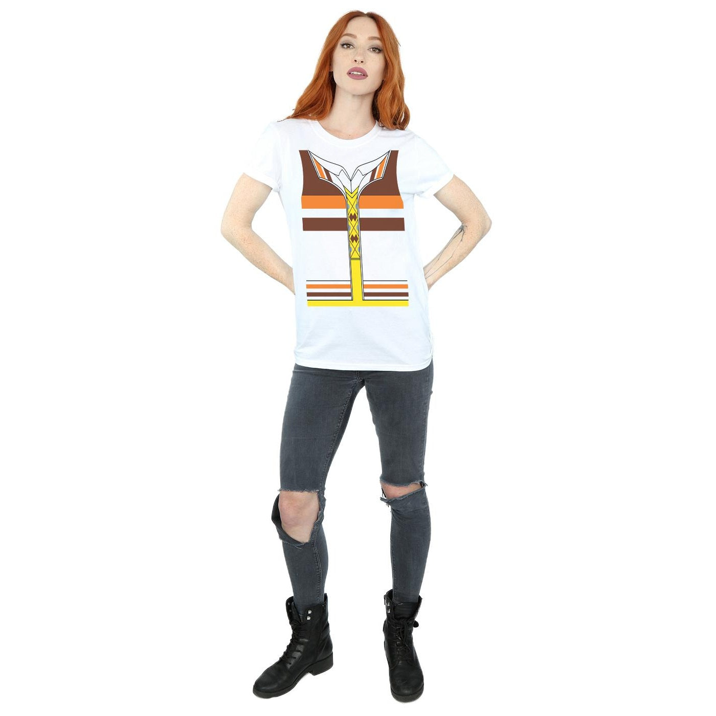 White - Lifestyle - Big Bang Theory Womens-Ladies Raj Koothrappali Costume Cotton Boyfriend T-Shirt