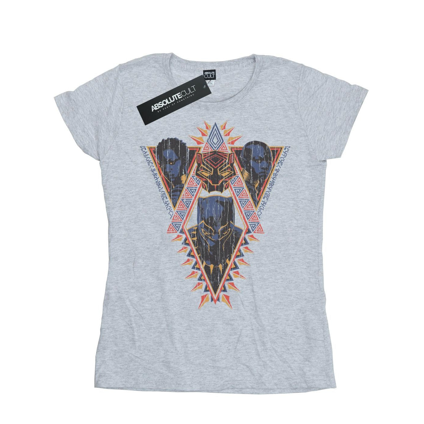 Sports Grey - Front - Marvel Womens-Ladies Black Panther Tribal Heads Cotton T-Shirt