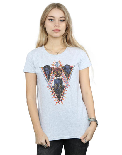 Sports Grey - Lifestyle - Marvel Womens-Ladies Black Panther Tribal Heads Cotton T-Shirt