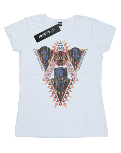 White - Front - Marvel Womens-Ladies Black Panther Tribal Heads Cotton T-Shirt