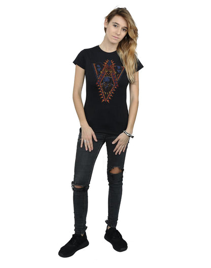 Black - Side - Marvel Womens-Ladies Black Panther Tribal Heads Cotton T-Shirt