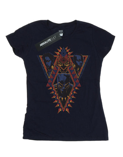 Navy Blue - Front - Marvel Womens-Ladies Black Panther Tribal Heads Cotton T-Shirt