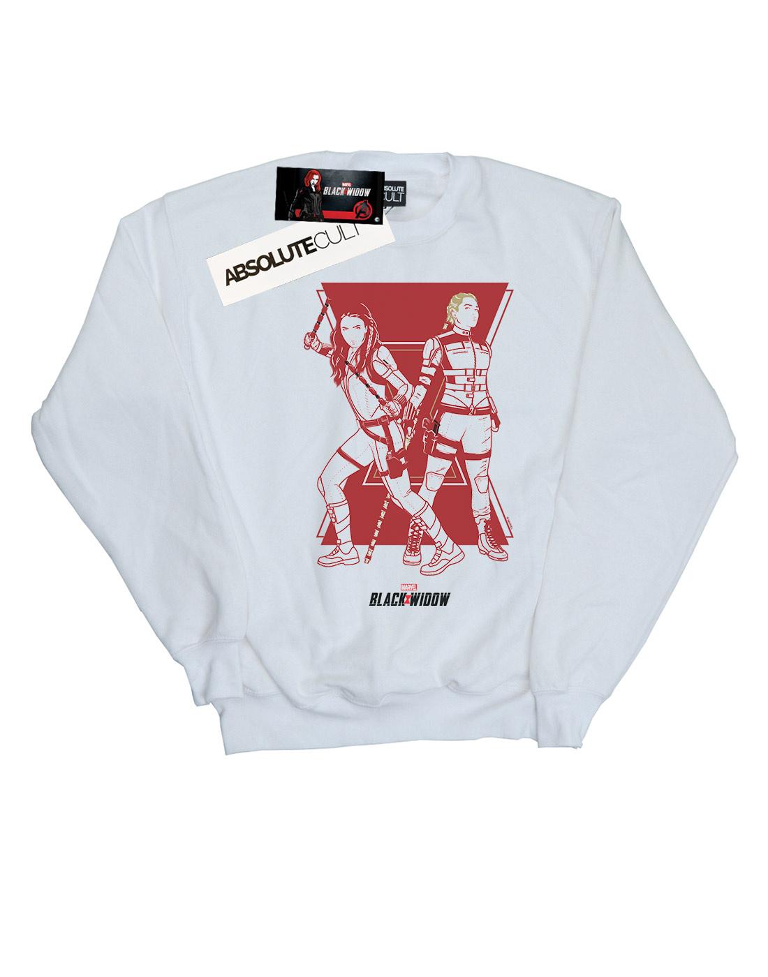 White - Front - Marvel Mens Black Widow Movie Sisters Silhouette Cotton Sweatshirt