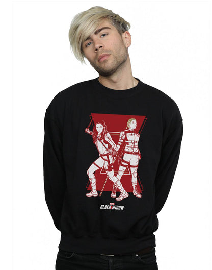 Black - Back - Marvel Mens Black Widow Movie Sisters Silhouette Cotton Sweatshirt
