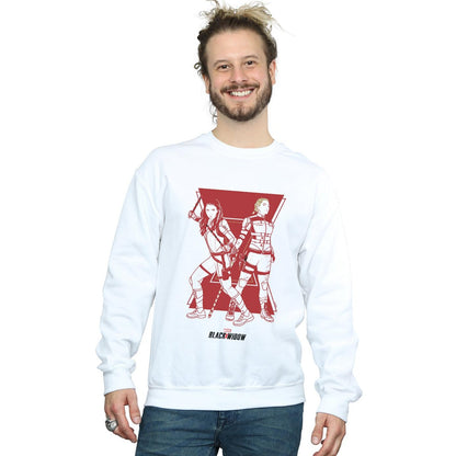 White - Back - Marvel Mens Black Widow Movie Sisters Silhouette Cotton Sweatshirt