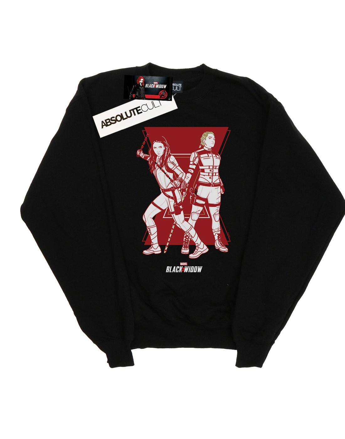 Black - Front - Marvel Mens Black Widow Movie Sisters Silhouette Cotton Sweatshirt