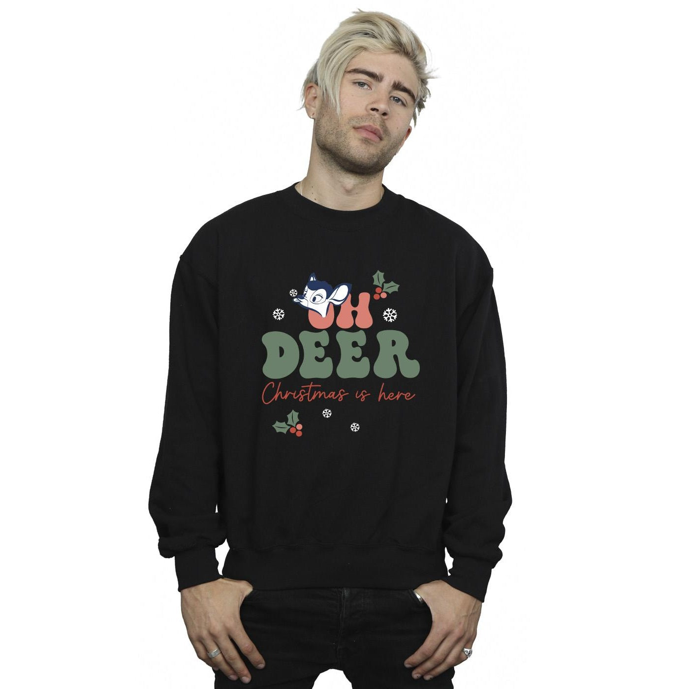 Black - Back - Disney Mens Bambi Oh Deer Cotton Sweatshirt