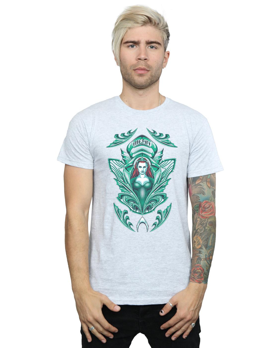 Sports Grey - Back - DC Comics Mens Aquaman Mera Crest T-Shirt