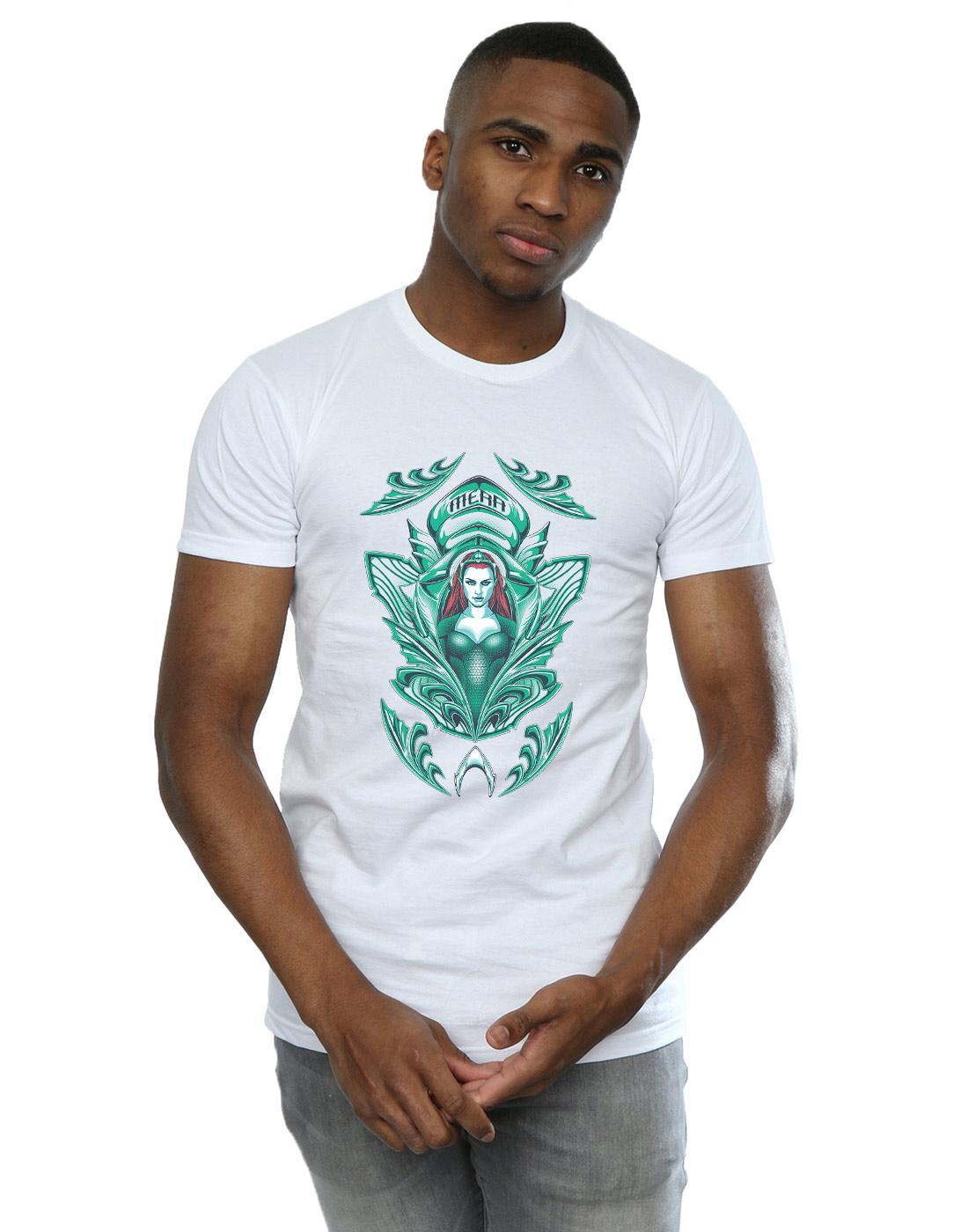 White - Back - DC Comics Mens Aquaman Mera Crest T-Shirt
