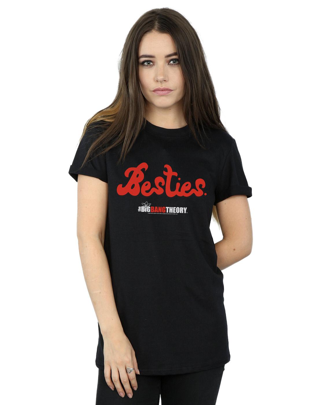 Black - Back - The Big Bang Theory Womens-Ladies Besties Text Cotton Boyfriend T-Shirt