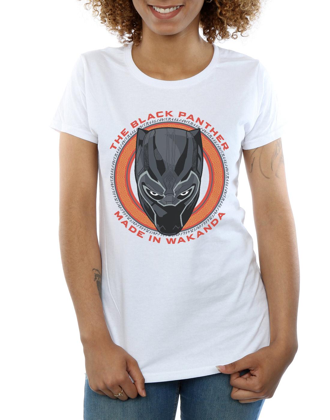 White - Side - Marvel Womens-Ladies Black Panther Made in Wakanda Red Cotton T-Shirt