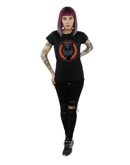 Black - Lifestyle - Marvel Womens-Ladies Black Panther Made in Wakanda Red Cotton T-Shirt