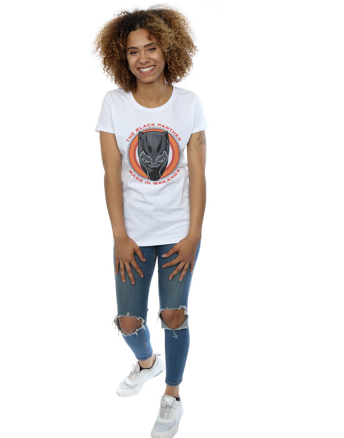 White - Lifestyle - Marvel Womens-Ladies Black Panther Made in Wakanda Red Cotton T-Shirt