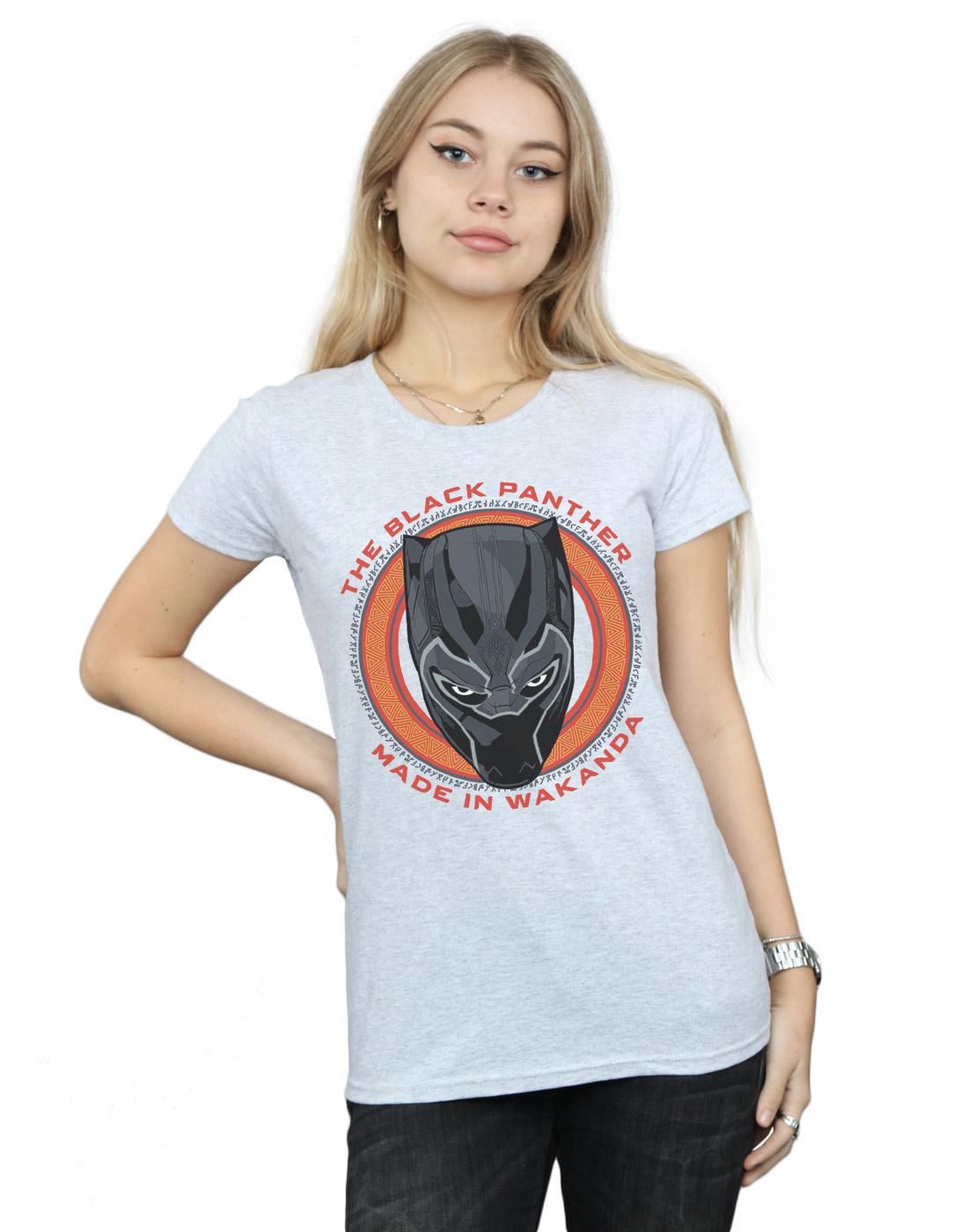Sports Grey - Back - Marvel Womens-Ladies Black Panther Made in Wakanda Red Cotton T-Shirt
