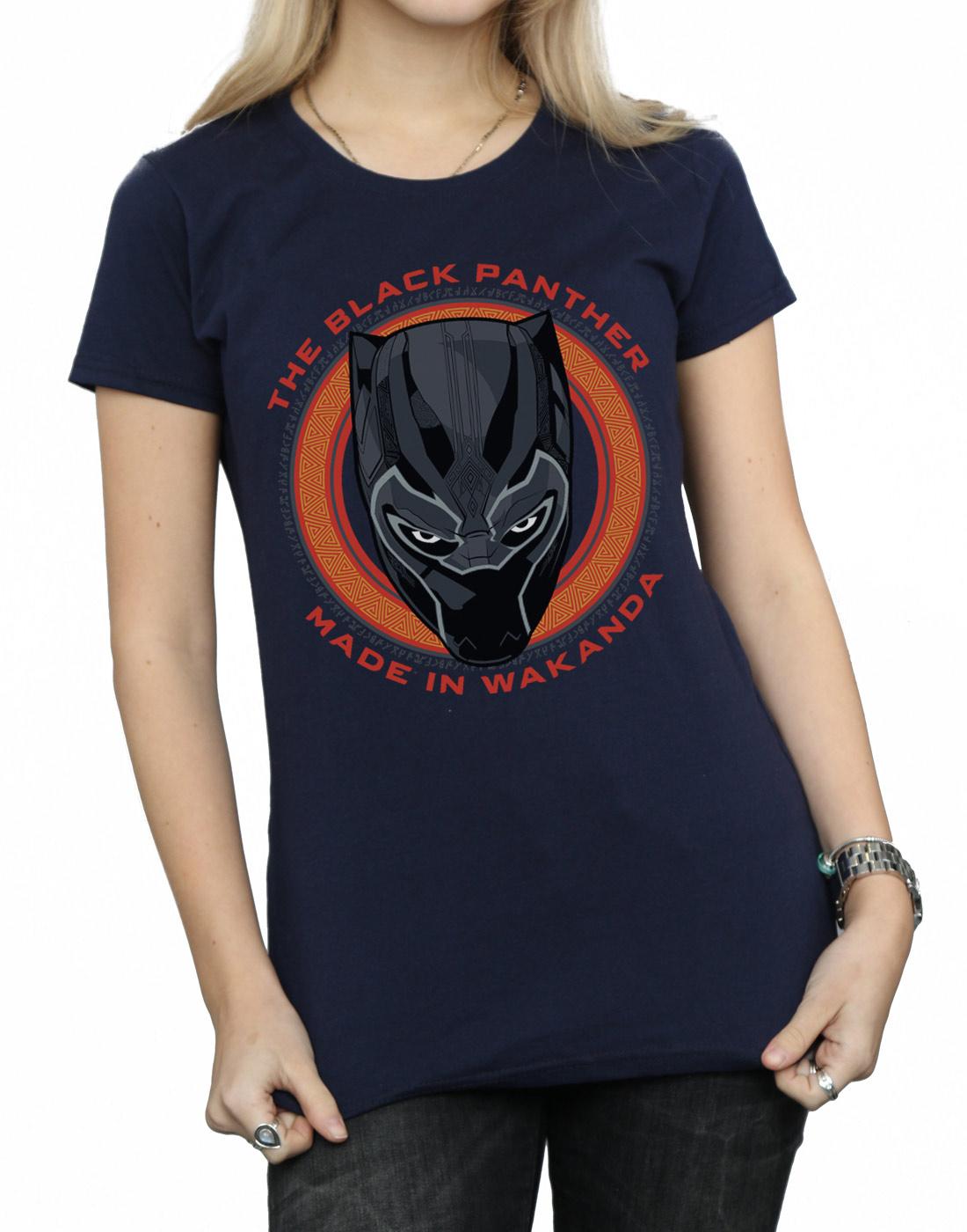 Navy Blue - Side - Marvel Womens-Ladies Black Panther Made in Wakanda Red Cotton T-Shirt