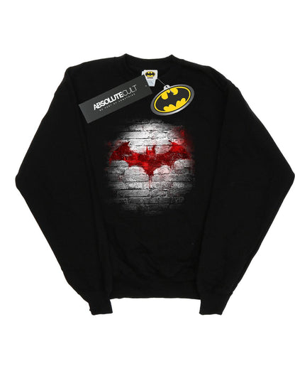 Black - Front - DC Comics Mens Batman Logo Wall Cotton Sweatshirt