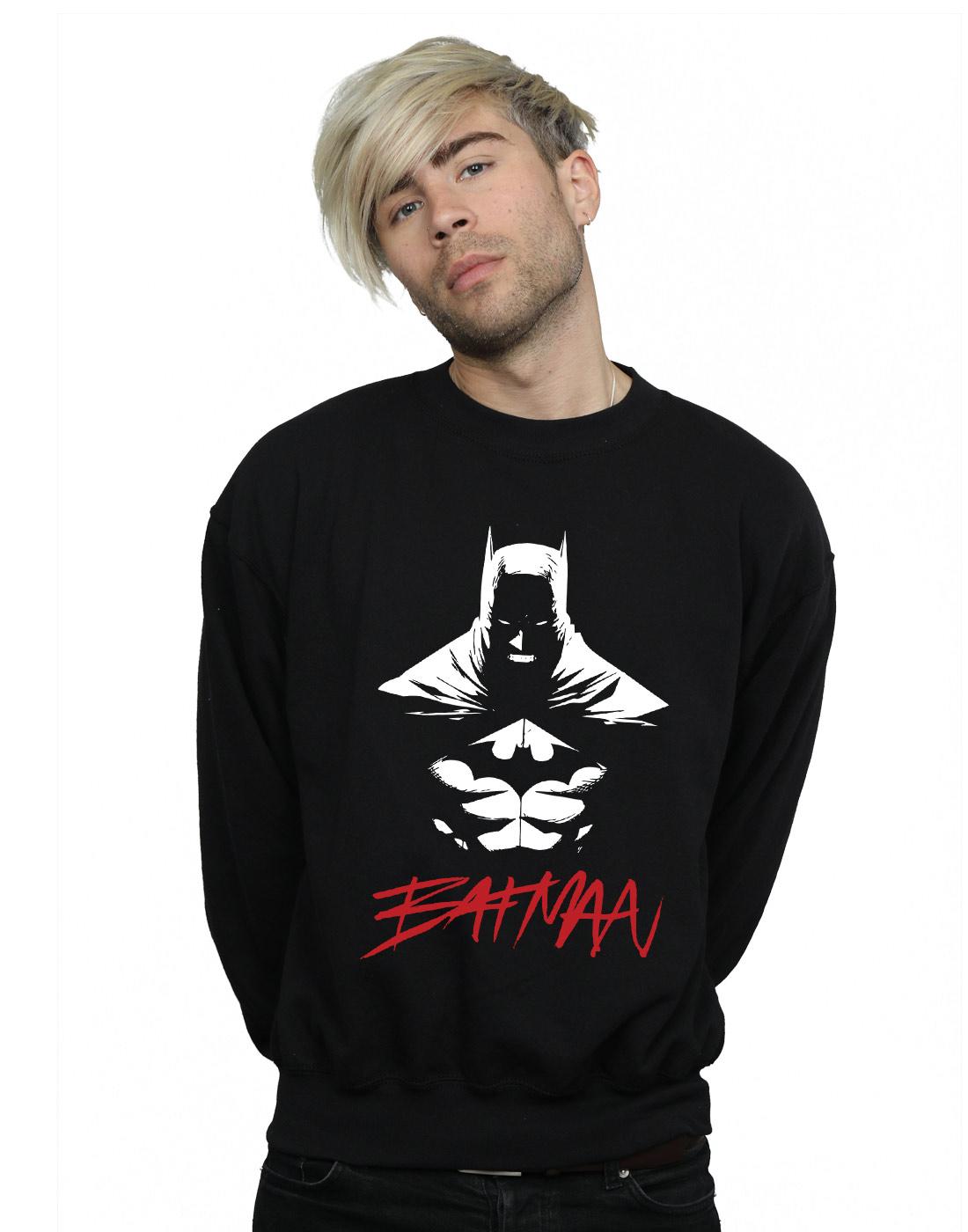 Black - Back - DC Comics Mens Batman Shadows Cotton Sweatshirt