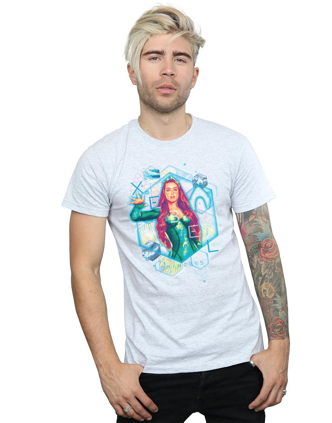 Sports Grey - Back - DC Comics Mens Aquaman Mera Geometric T-Shirt