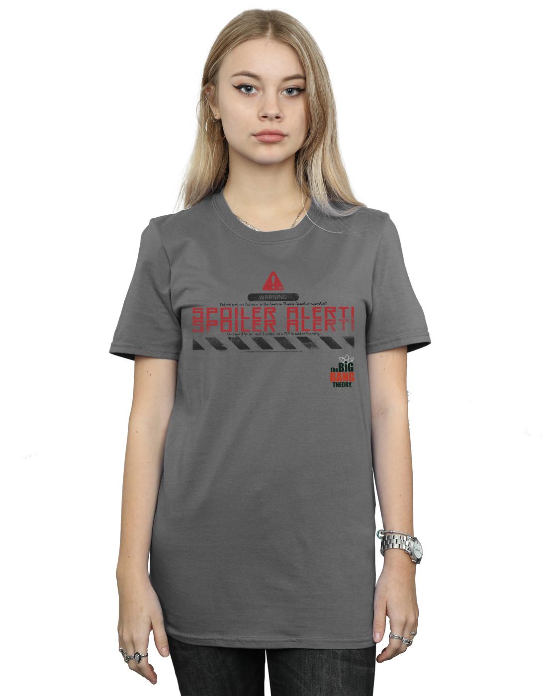 Charcoal - Back - The Big Bang Theory Womens-Ladies Spoiler Alert Cotton Boyfriend T-Shirt