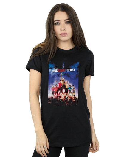 Black - Back - The Big Bang Theory Womens-Ladies Character Poster Cotton Boyfriend T-Shirt