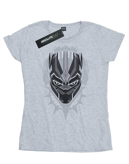 Sports Grey - Front - Marvel Womens-Ladies Black Panther Head Cotton T-Shirt
