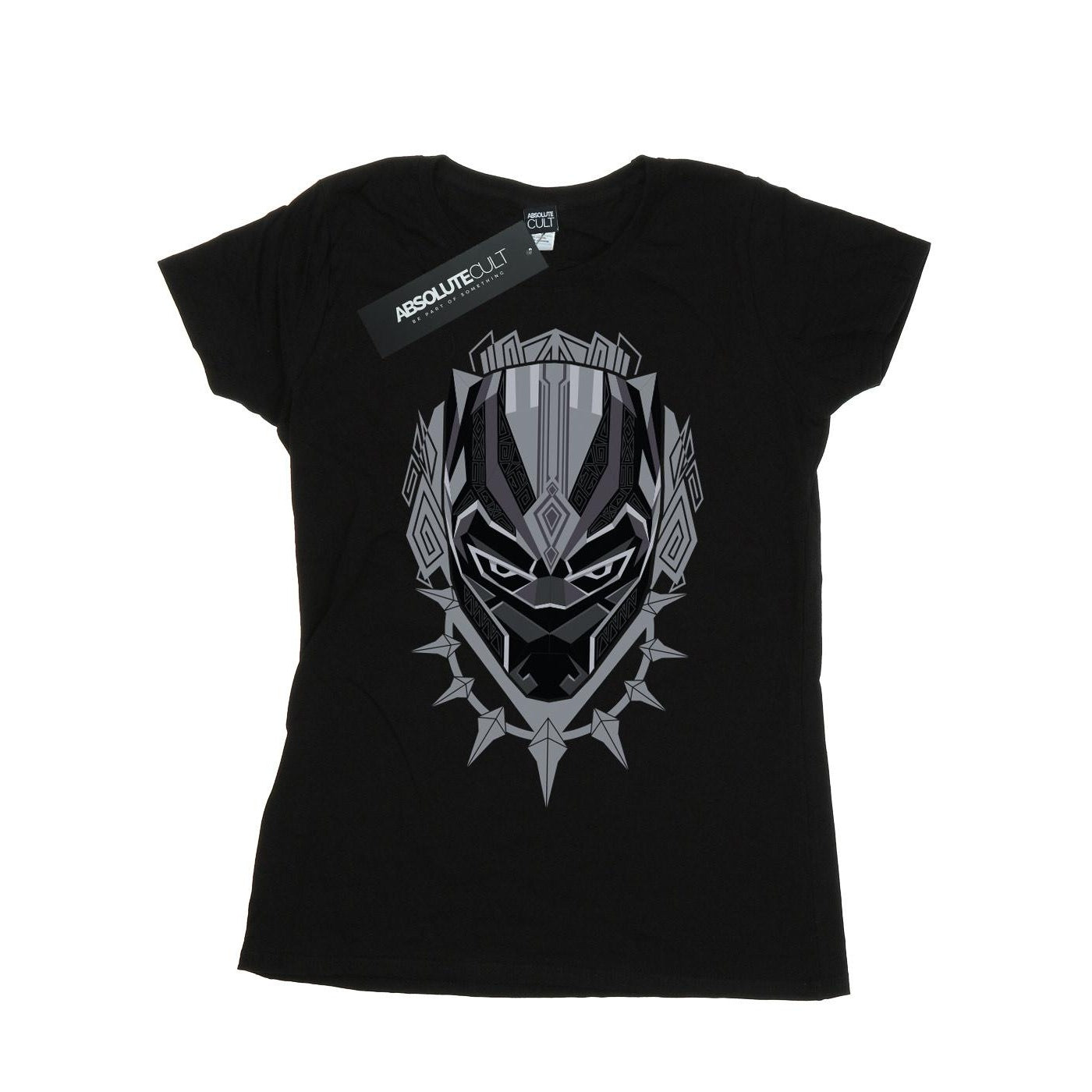 Black - Front - Marvel Womens-Ladies Black Panther Head Cotton T-Shirt