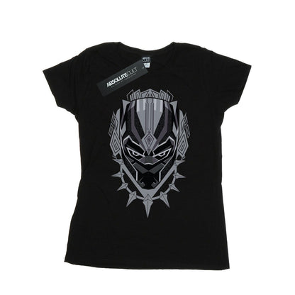 Black - Front - Marvel Womens-Ladies Black Panther Head Cotton T-Shirt