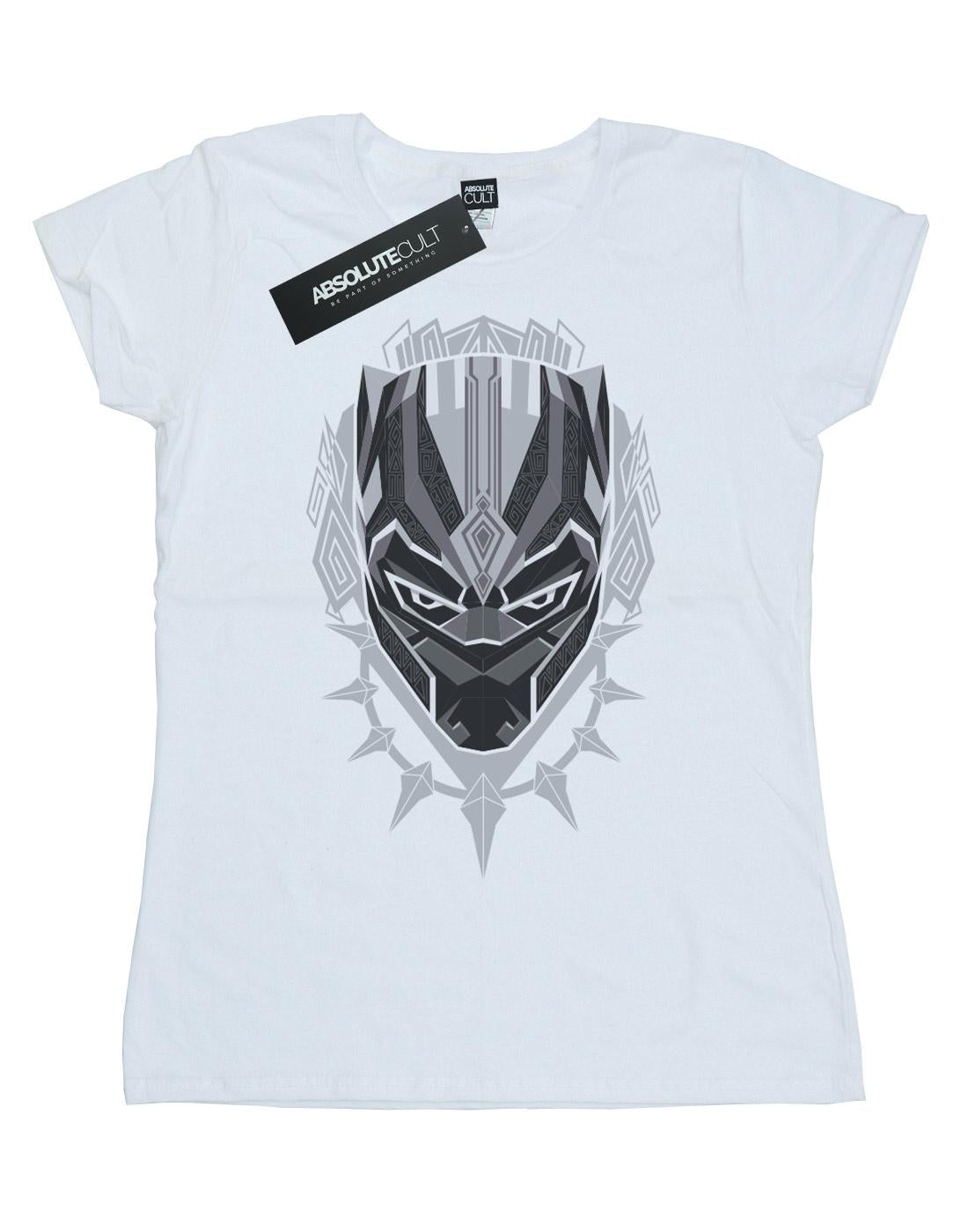 White - Front - Marvel Womens-Ladies Black Panther Head Cotton T-Shirt