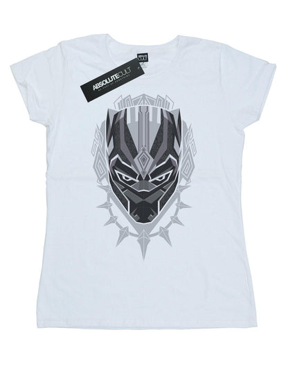 White - Front - Marvel Womens-Ladies Black Panther Head Cotton T-Shirt