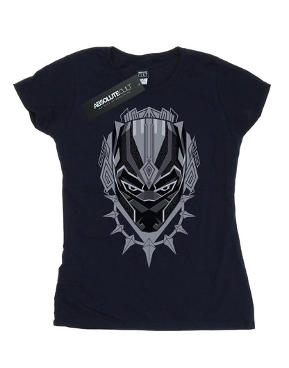 Navy Blue - Front - Marvel Womens-Ladies Black Panther Head Cotton T-Shirt