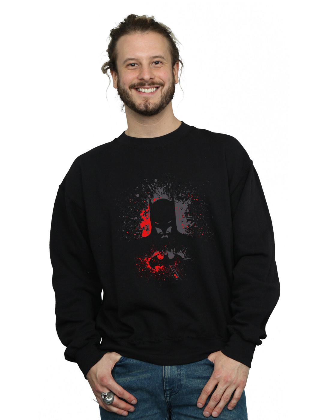 Black - Back - DC Comics Mens Batman Splash Cotton Sweatshirt