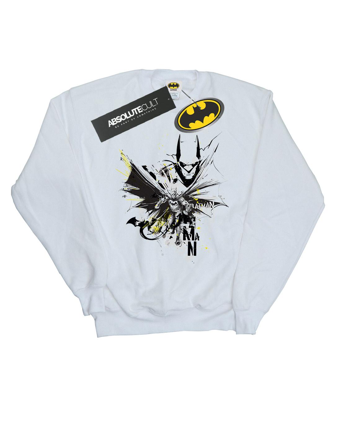 White - Front - DC Comics Mens Batman Batface Splash Cotton Sweatshirt
