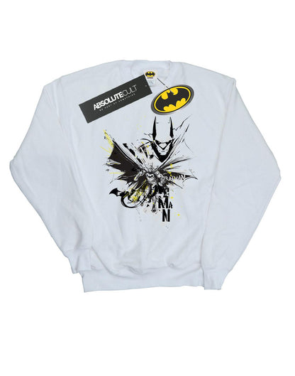 White - Front - DC Comics Mens Batman Batface Splash Cotton Sweatshirt