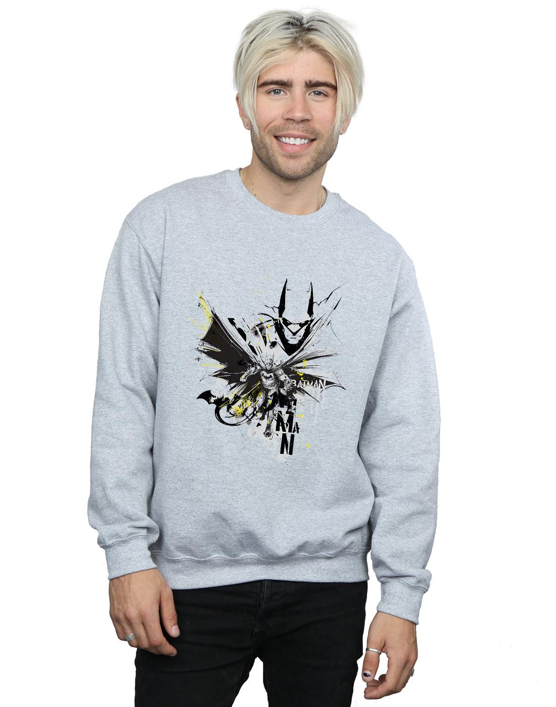 Sports Grey - Back - DC Comics Mens Batman Batface Splash Cotton Sweatshirt