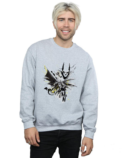 Sports Grey - Back - DC Comics Mens Batman Batface Splash Cotton Sweatshirt