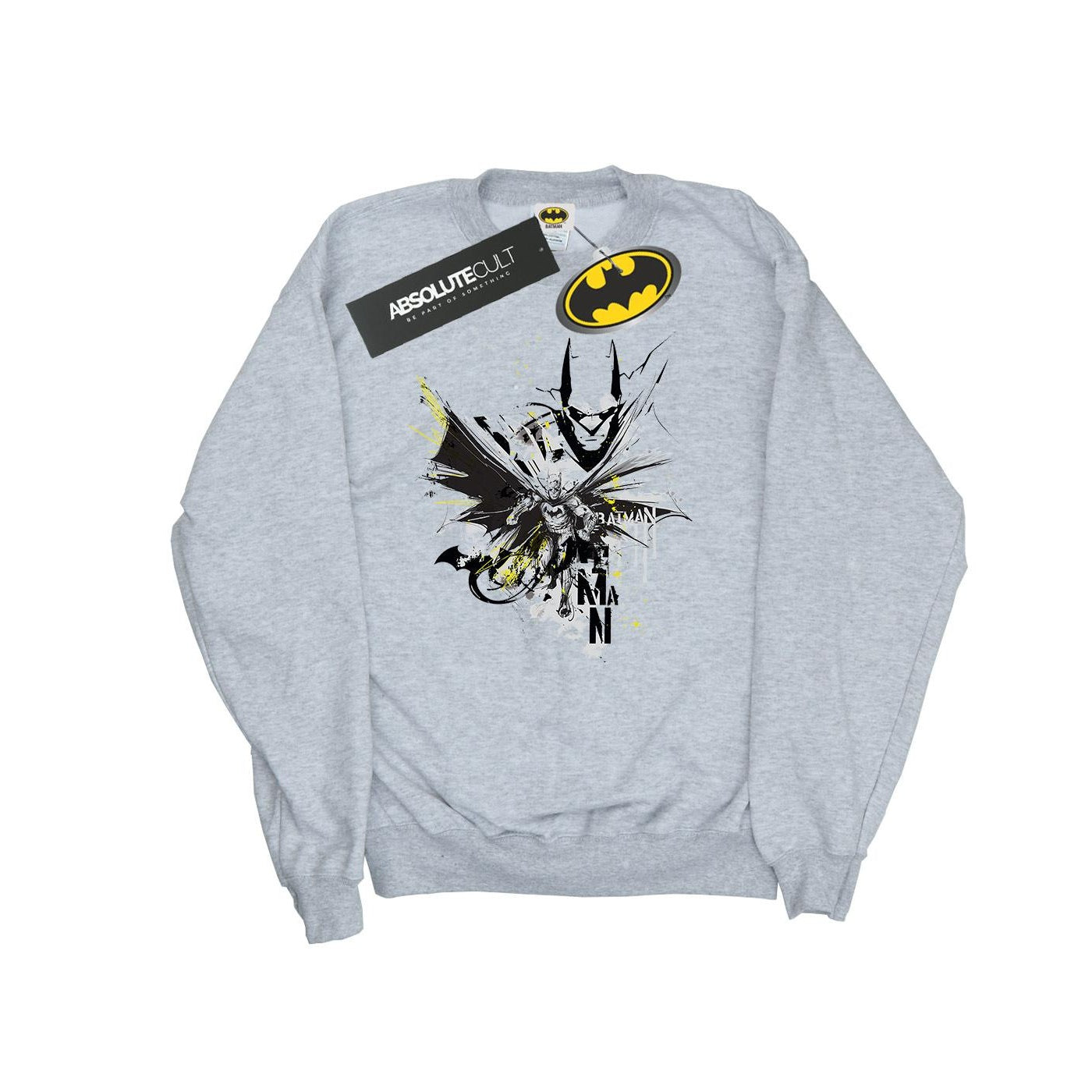 Sports Grey - Front - DC Comics Mens Batman Batface Splash Cotton Sweatshirt