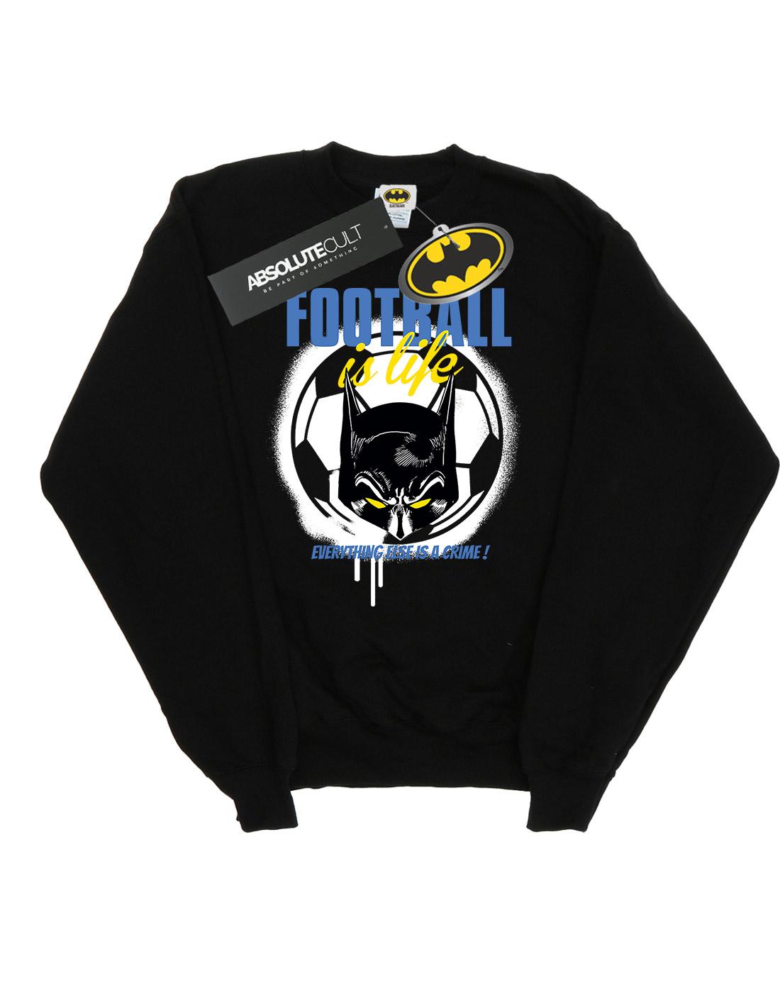 Black - Front - DC Comics Mens Batman Football is Life Cotton Sweatshirt