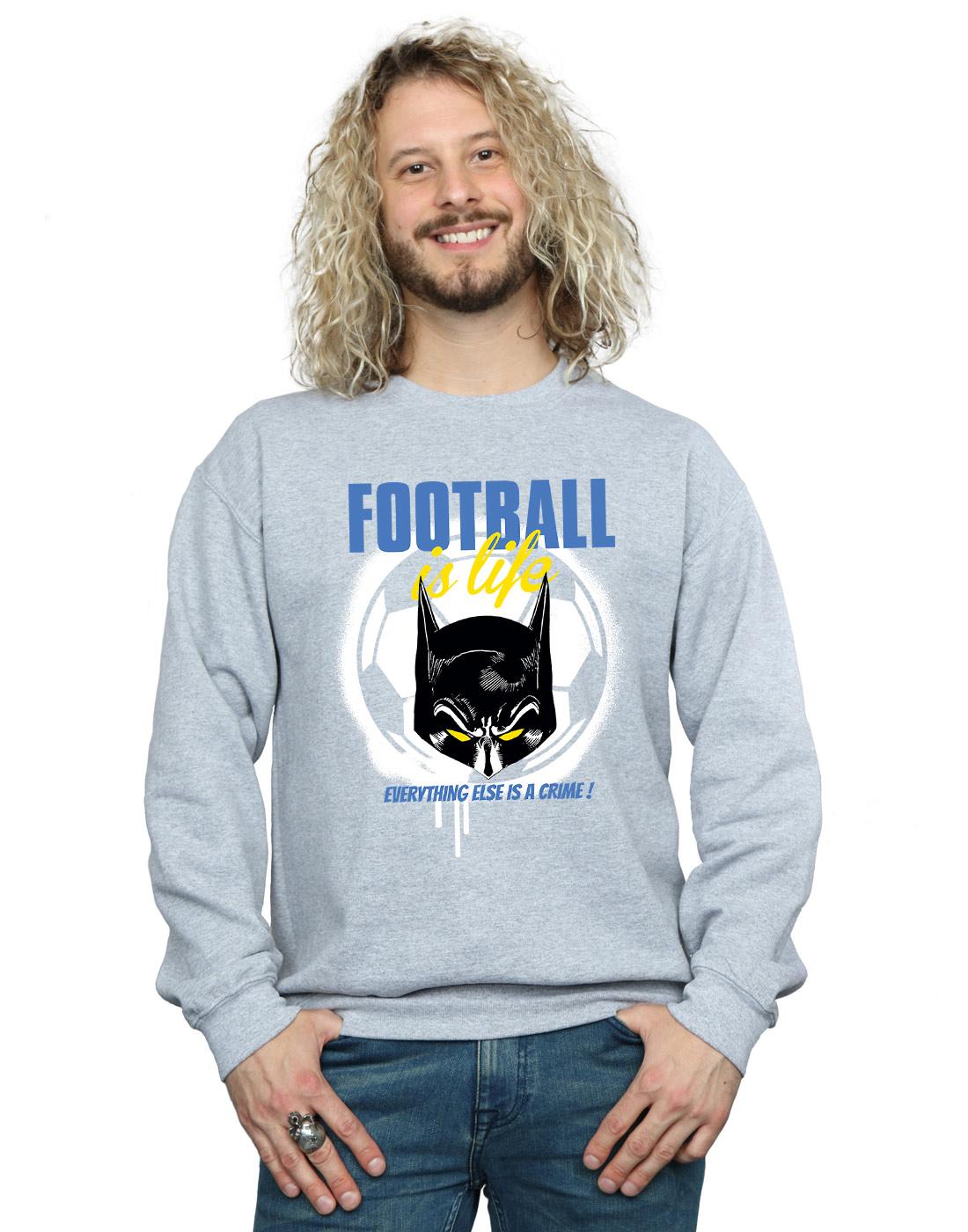 Sports Grey - Back - DC Comics Mens Batman Football is Life Cotton Sweatshirt