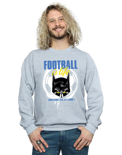 Sports Grey - Back - DC Comics Mens Batman Football is Life Cotton Sweatshirt