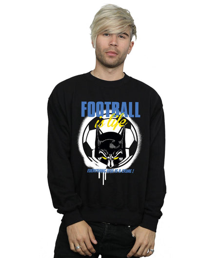Black - Back - DC Comics Mens Batman Football is Life Cotton Sweatshirt