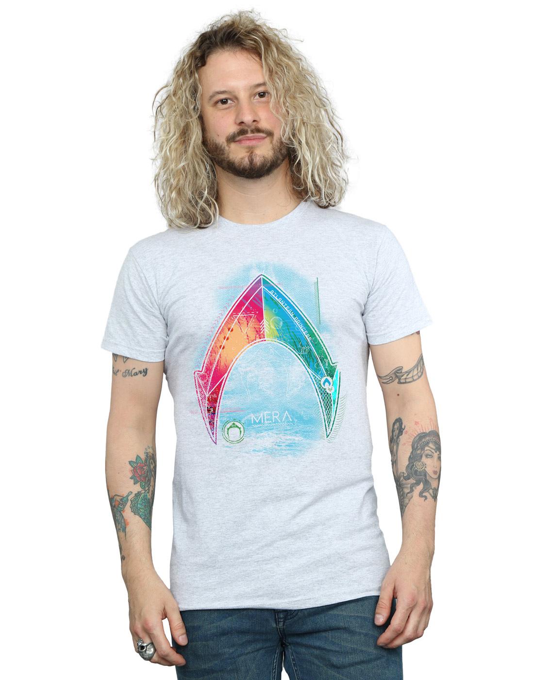 Sports Grey - Back - DC Comics Mens Aquaman Mera Logo T-Shirt