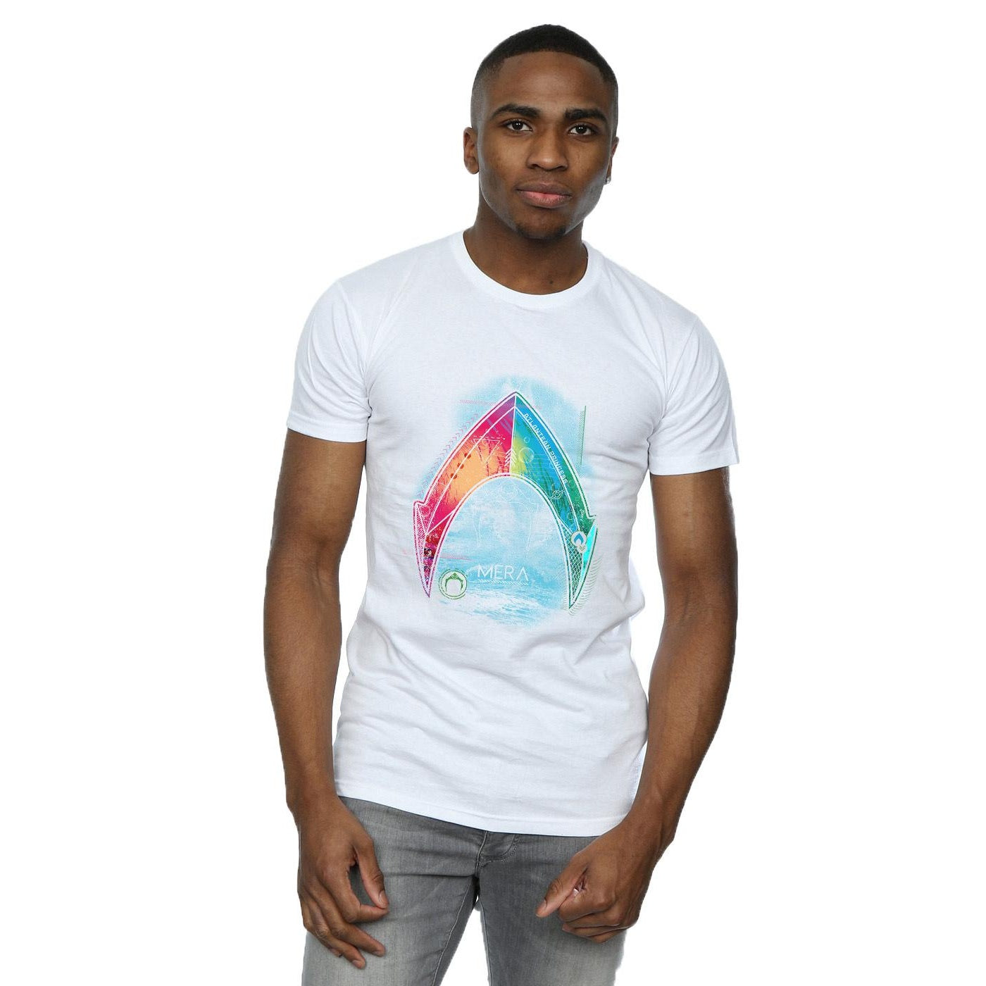 White - Back - DC Comics Mens Aquaman Mera Logo T-Shirt