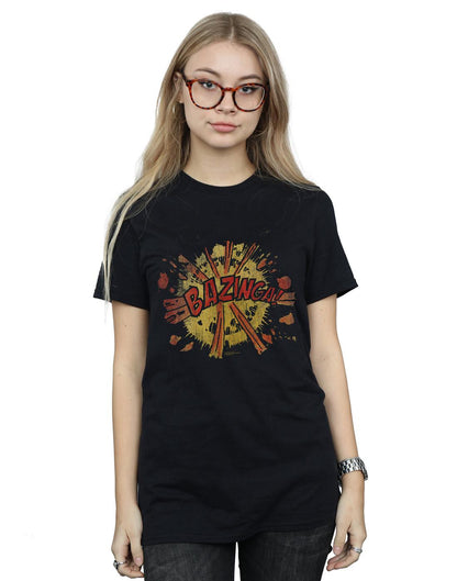 Black - Back - The Big Bang Theory Womens-Ladies Bazinga Explosion Cotton Boyfriend T-Shirt